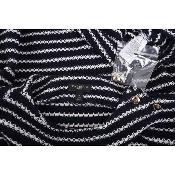 Talbots Womans Sweater Shirt Size PP 0-2 Petite Navy Blue White Striped NWOT - Picture 6 of 6